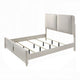 Veda King Size Bed with LED | Pearl White | Gray Boucle Upholstered