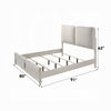 Veda King Size Bed with LED | Pearl White | Gray Boucle Upholstered