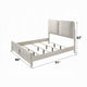Veda King Size Bed with LED | Pearl White | Gray Boucle Upholstered