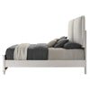 Veda Queen Size Bed with LED | Pearl White | Gray Boucle Upholstered