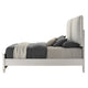 Veda Queen Size Bed with LED | Pearl White | Gray Boucle Upholstered