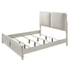 Veda Queen Size Bed with LED | Pearl White | Gray Boucle Upholstered