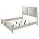 Veda Queen Size Bed with LED | Pearl White | Gray Boucle Upholstered