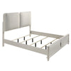 Veda Queen Size Bed with LED | Pearl White | Gray Boucle Upholstered