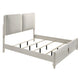 Veda Queen Size Bed with LED | Pearl White | Gray Boucle Upholstered