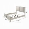 Veda Queen Size Bed with LED | Pearl White | Gray Boucle Upholstered