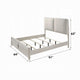 Veda Queen Size Bed with LED | Pearl White | Gray Boucle Upholstered