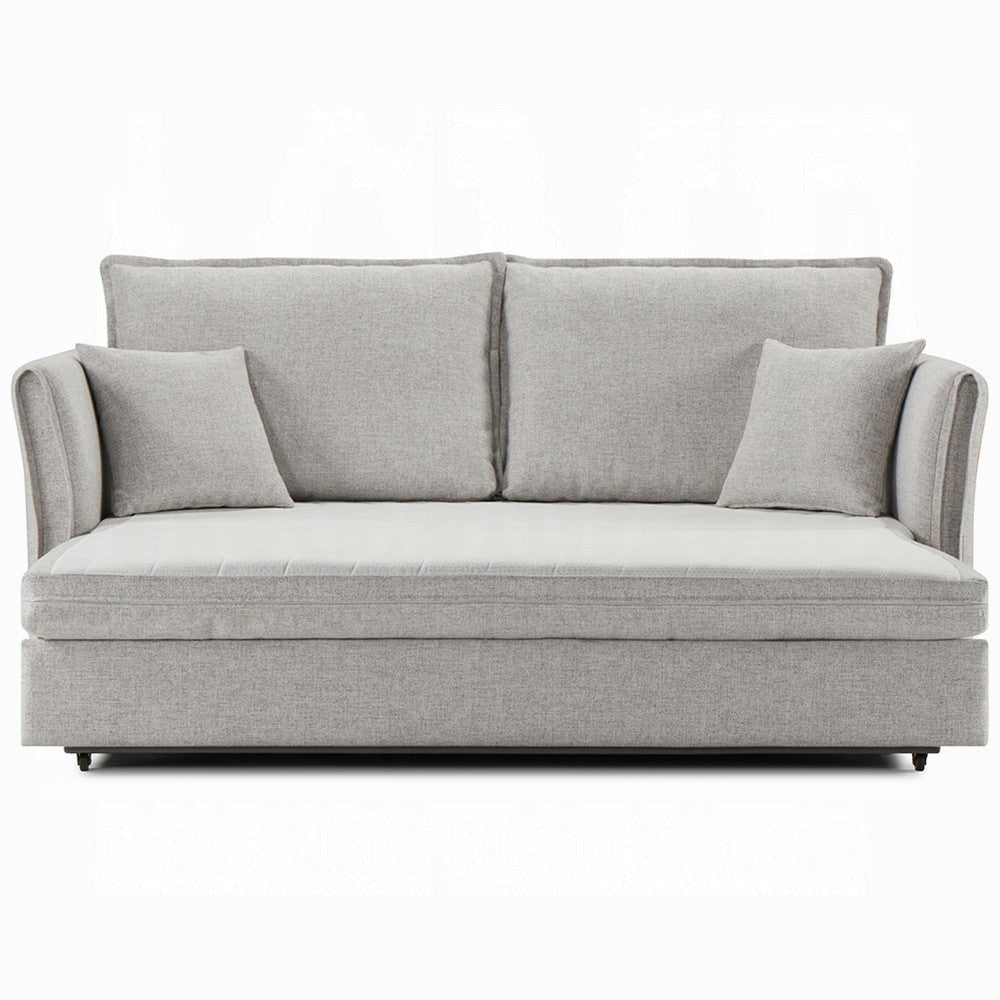 Orion Sofa with Pull-Out Sleeper Accent Pillow Gray Chenille 69 Inch BM333997