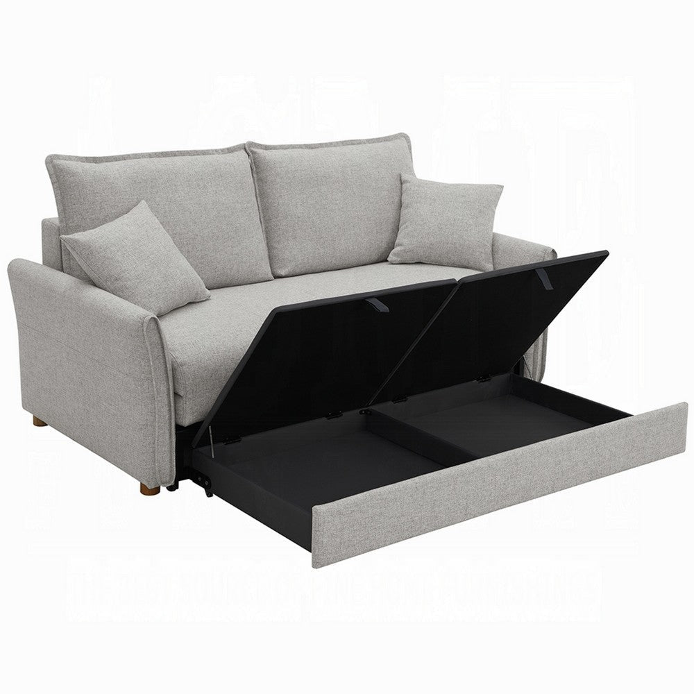 Orion Sofa with Pull-Out Sleeper Accent Pillow Gray Chenille 69 Inch BM333997