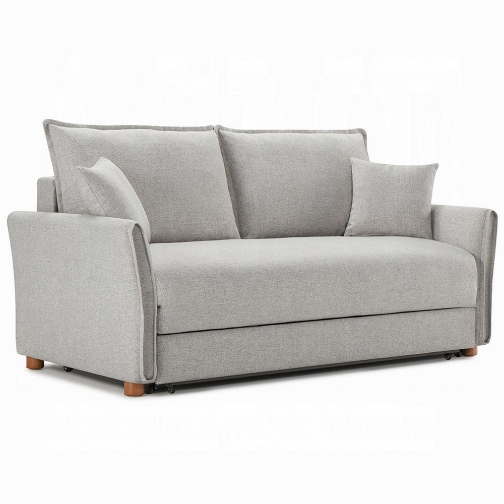 Orion Sofa with Pull-Out Sleeper, Accent Pillow, Gray Chenille 69 Inch