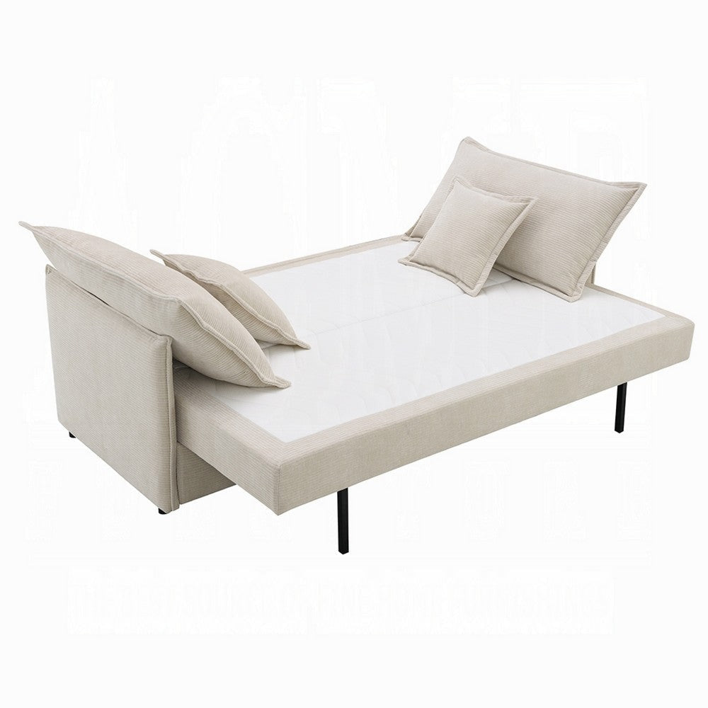 Howie Sofa with Pull-Out Sleeper Accent Pillows Wood Beige Chenille BM333998
