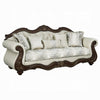 Reese Sofa, Carved Floral Classic Cherry Brown, Beige, 5 Pillows, 93in