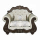 Reese Accent Chair | Floral Classic Cherry Brown Wood | Beige 1 Pillow BM334001