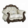 Reese Accent Chair | Floral Classic Cherry Brown Wood | Beige 1 Pillow