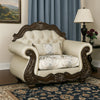 Reese Accent Chair | Floral Classic Cherry Brown Wood | Beige 1 Pillow