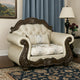 Reese Accent Chair | Floral Classic Cherry Brown Wood | Beige 1 Pillow