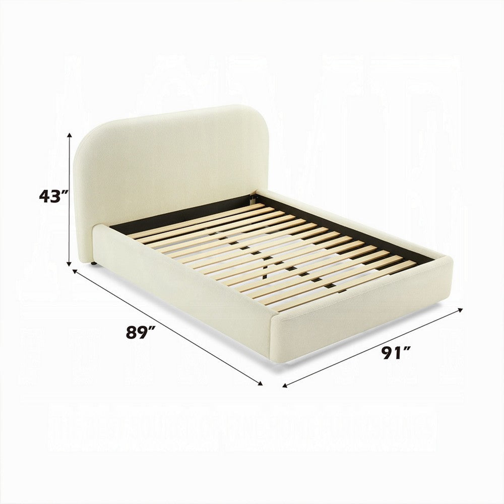 Ardie King Bed | Low Profile Footboard | Plush Beige Upholstered Panel