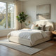 Ardie King Bed | Low Profile Footboard | Plush Beige Upholstered Panel