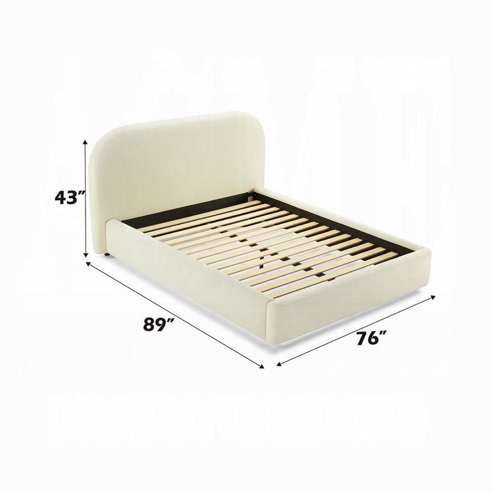 Ardie Queen Bed | Low Profile Footboard | Plush Beige Upholstered