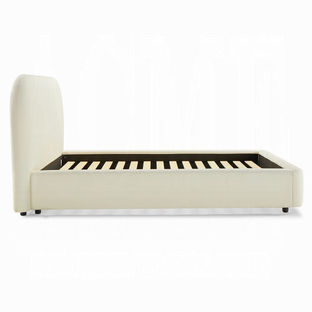 Ardie Full Bed | Low Profile Footboard | Plush Beige Upholstered Panel