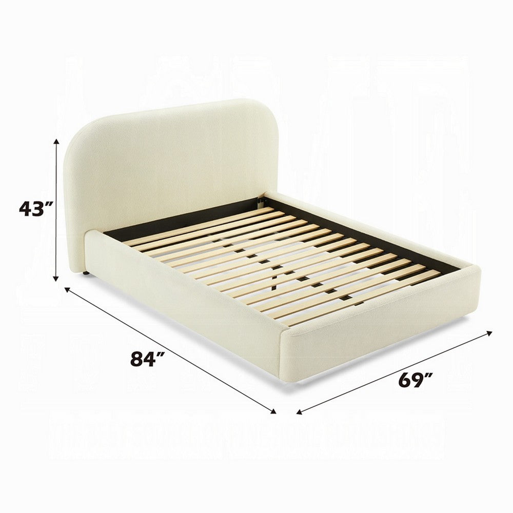 Ardie Full Bed | Low Profile Footboard | Plush Beige Upholstered Panel