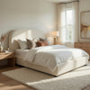 Ardie Full Bed | Low Profile Footboard | Plush Beige Upholstered Panel