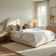 Ardie Full Bed | Low Profile Footboard | Plush Beige Upholstered Panel