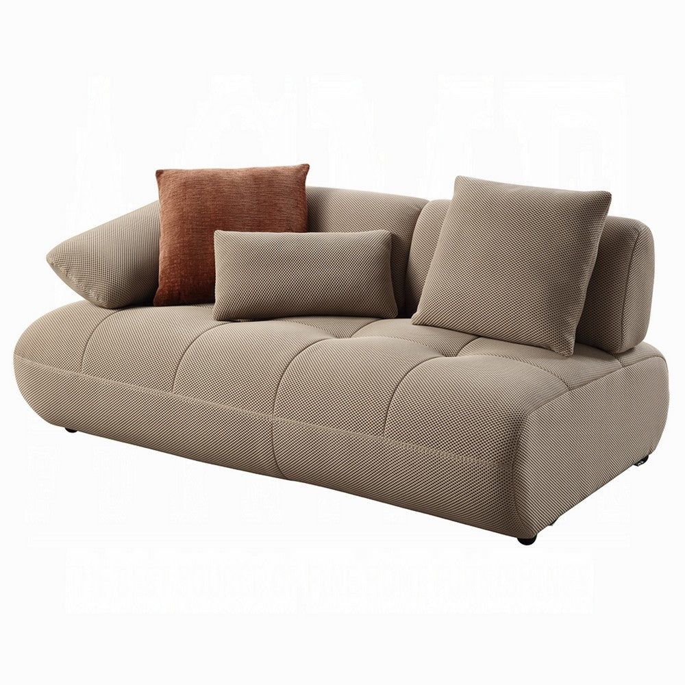 Erico L Sectional Sofa | 6 Pillows | Beige Sandwich Mesh Fabric 121’’ BM334005