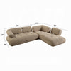 Erico L Sectional Sofa | 6 Pillows | Beige Sandwich Mesh Fabric 121’’ BM334005
