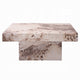 Itah Coffee Table Faux Marble Details White Brown 36 Inch Square BM334006