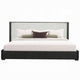 Jeh King Size Bed | White Upholstered | Espresso Brown Ribbed Details