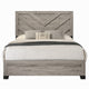 Rachy Queen Bed | Farmhouse Chevron Headboard | Light Gray Black Wood BM334009