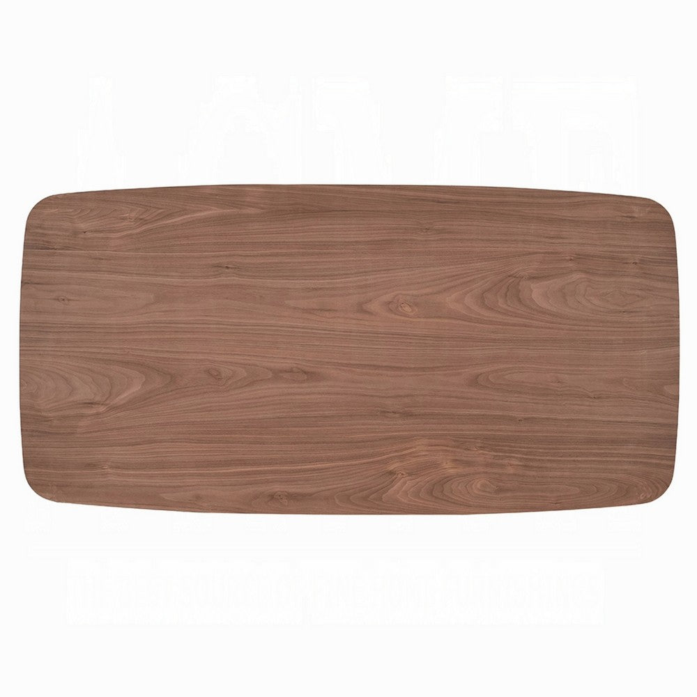 Hamza Rectangular Dining Table | Curved Wood Base | Walnut Brown 71"