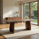 Hamza Rectangular Dining Table | Curved Wood Base | Walnut Brown 71"