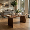 Hamza Rectangular Dining Table | Curved Wood Base | Walnut Brown 71"