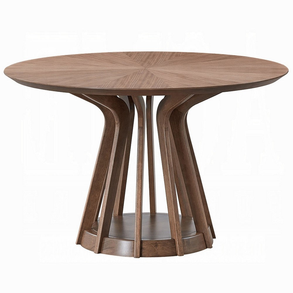 Koen Round Dining Table | Scandinavian Style | Walnut Brown Wood 47"