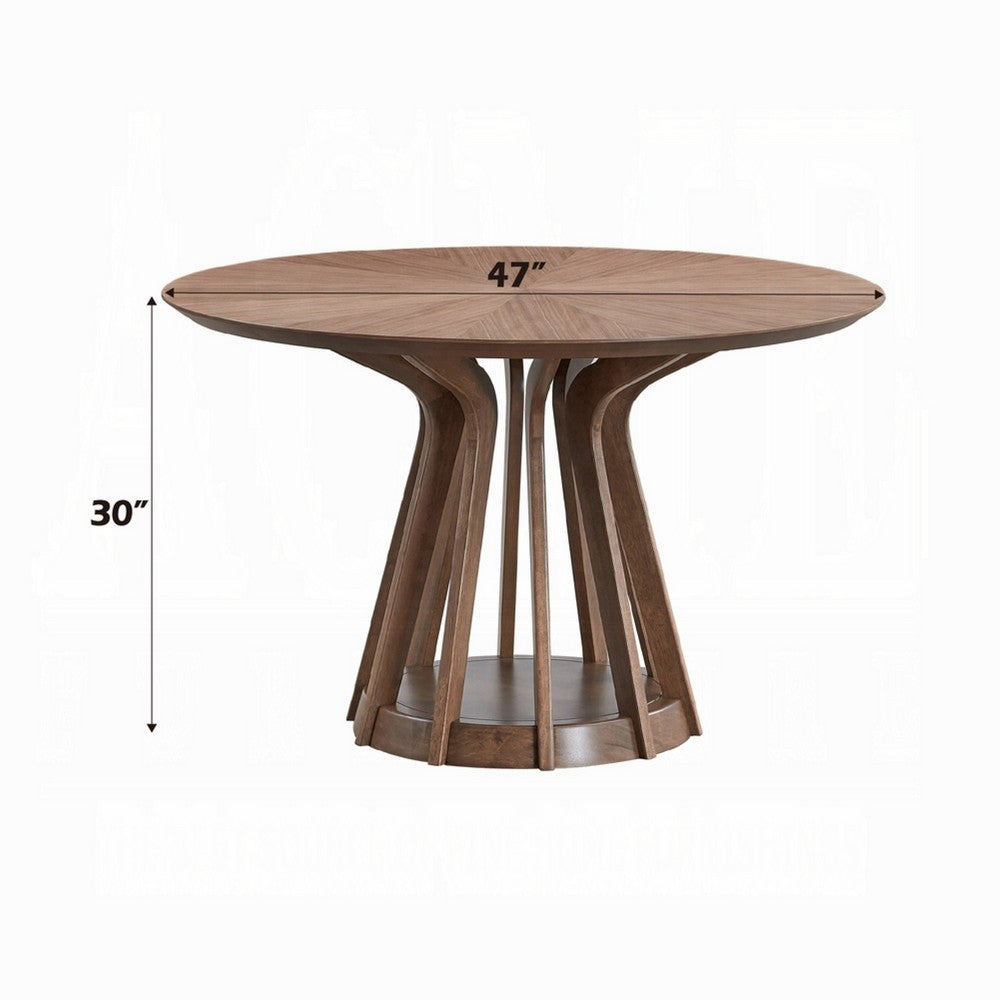 Koen Round Dining Table | Scandinavian Style | Walnut Brown Wood 47"