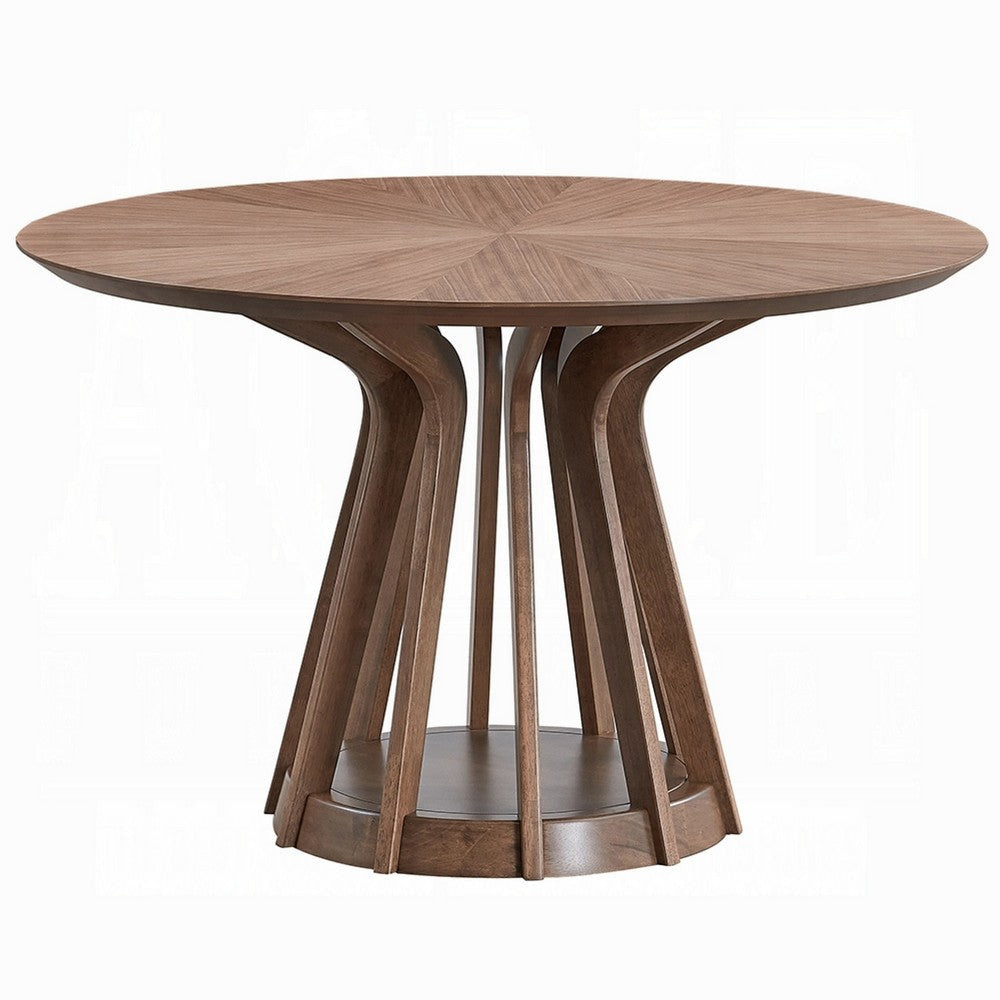 Koen Round Dining Table | Scandinavian Style | Walnut Brown Wood 47"