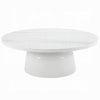 Zayn Round Coffee Table, Pedestal Base, White Faux Marble, 40 Inch