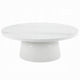 Zayn Round Coffee Table, Pedestal Base, White Faux Marble, 40 Inch