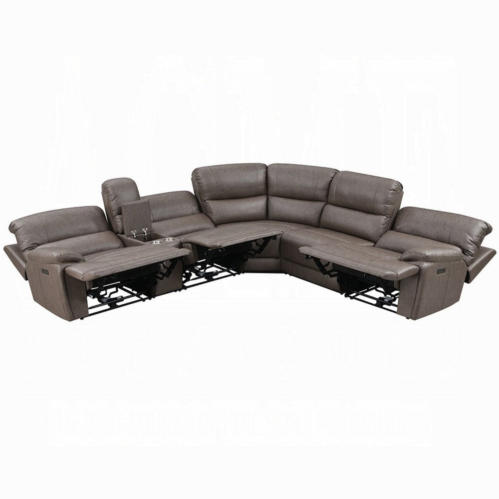 Chern Power Motion Recliner Sectional Sofa | 2 Cupholder Brown 120’’ BM334016