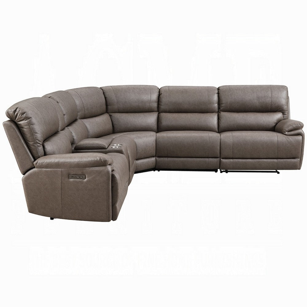 Chern Power Motion Recliner Sectional Sofa | 2 Cupholder Brown 120’’ BM334016