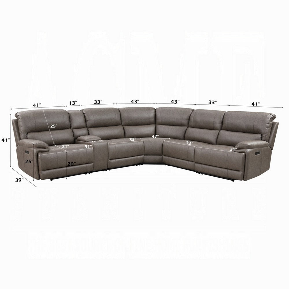 Chern Power Motion Recliner Sectional Sofa | 2 Cupholder Brown 120’’ BM334016
