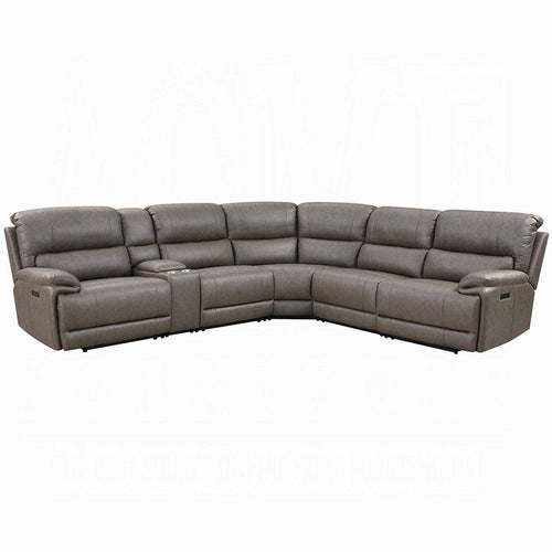 Chern Power Motion Recliner Sectional Sofa | 2 Cupholder Brown 120"