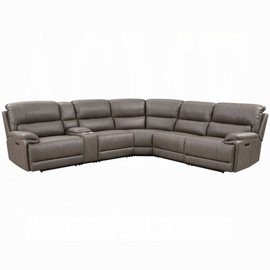 Chern Power Motion Recliner Sectional Sofa | 2 Cupholder Brown 120"