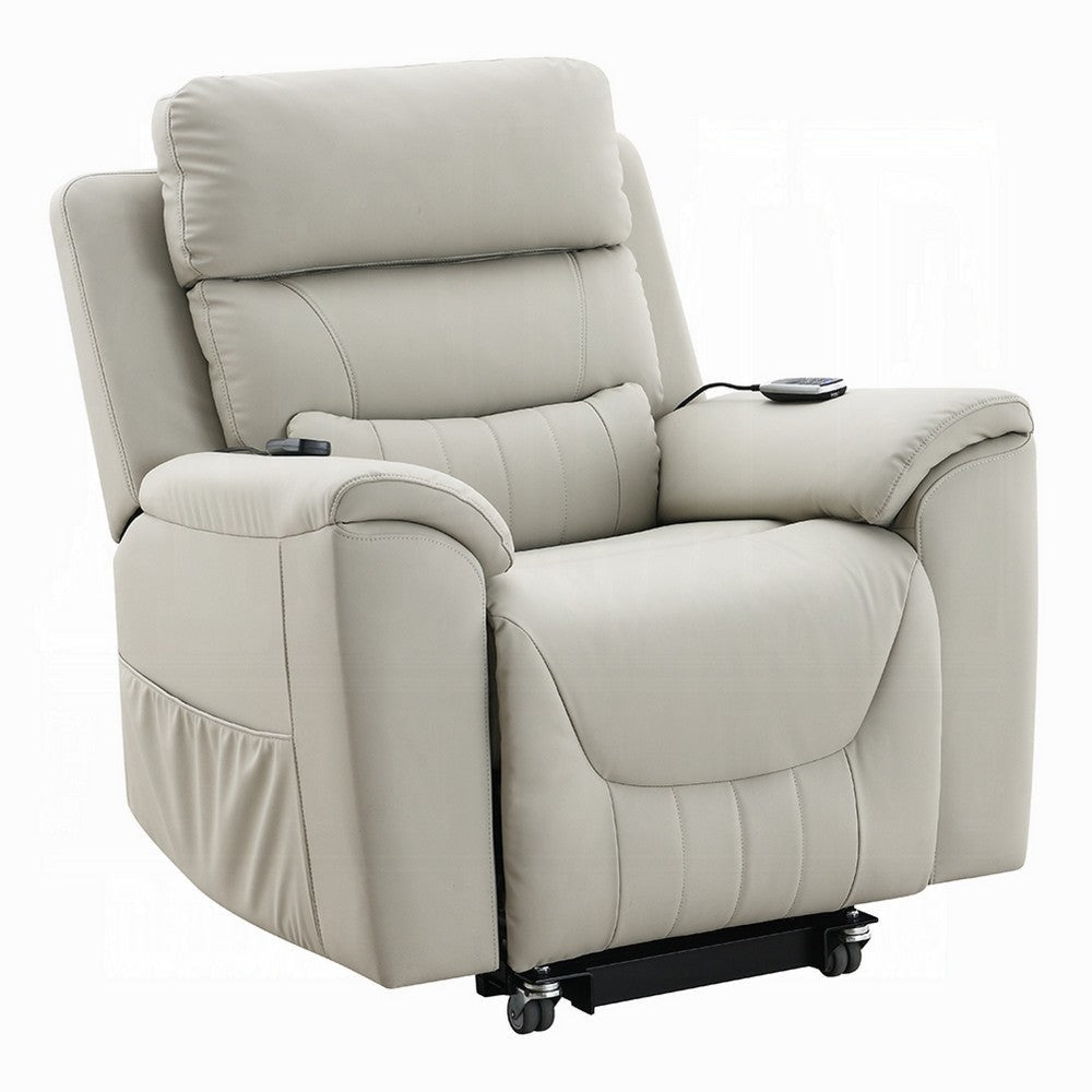 Arshie Power Lift Recliner Chair, Heating n Massage, Gray Faux Leather