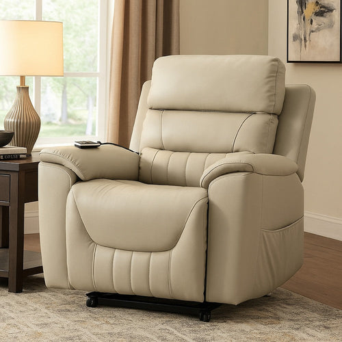 Arshie Power Lift Recliner Chair, Heating n Massage, Gray Faux Leather