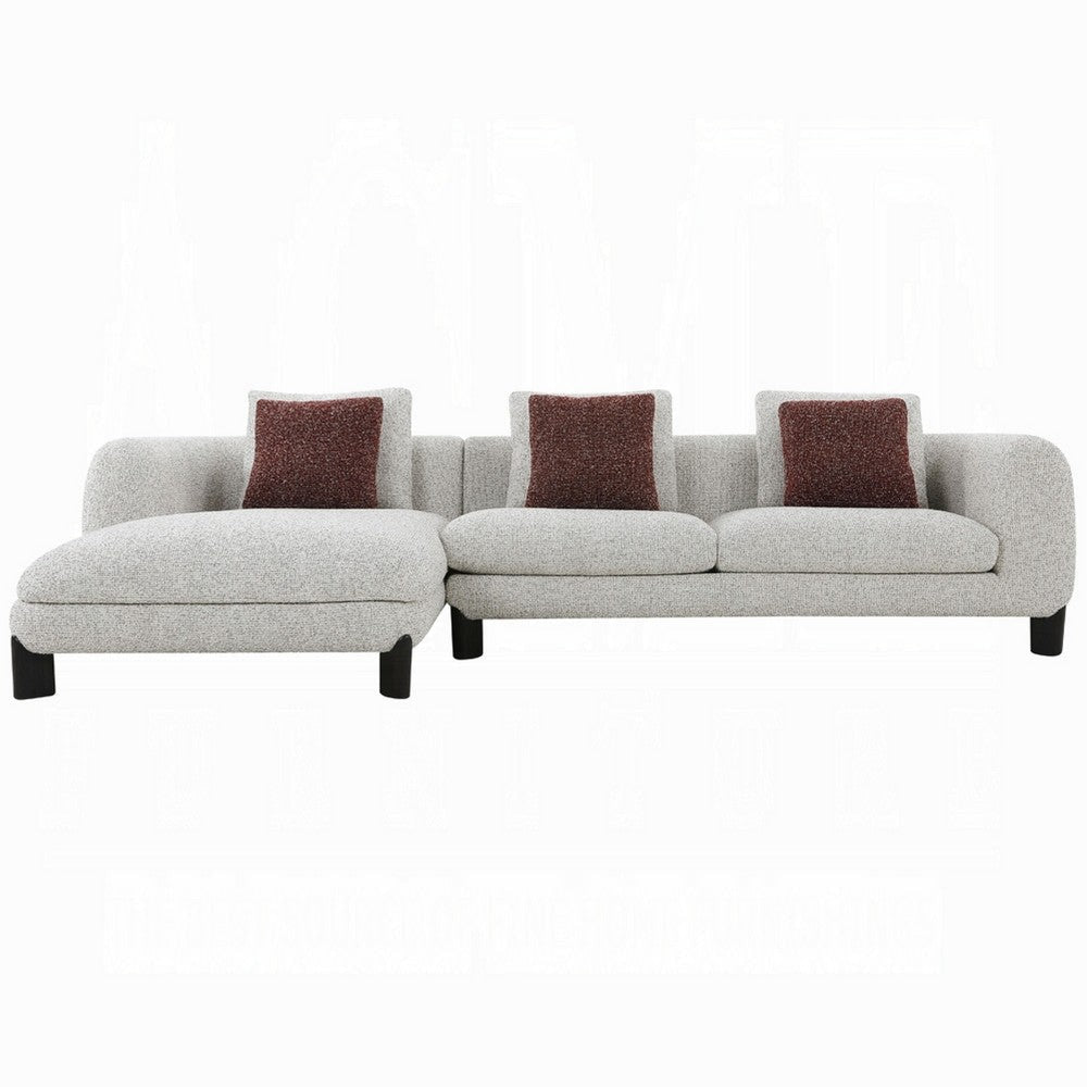Meru Sectional Sofa | 3 Pillows | Maroon Beige Tweed Boucle | 120’’ BM334018
