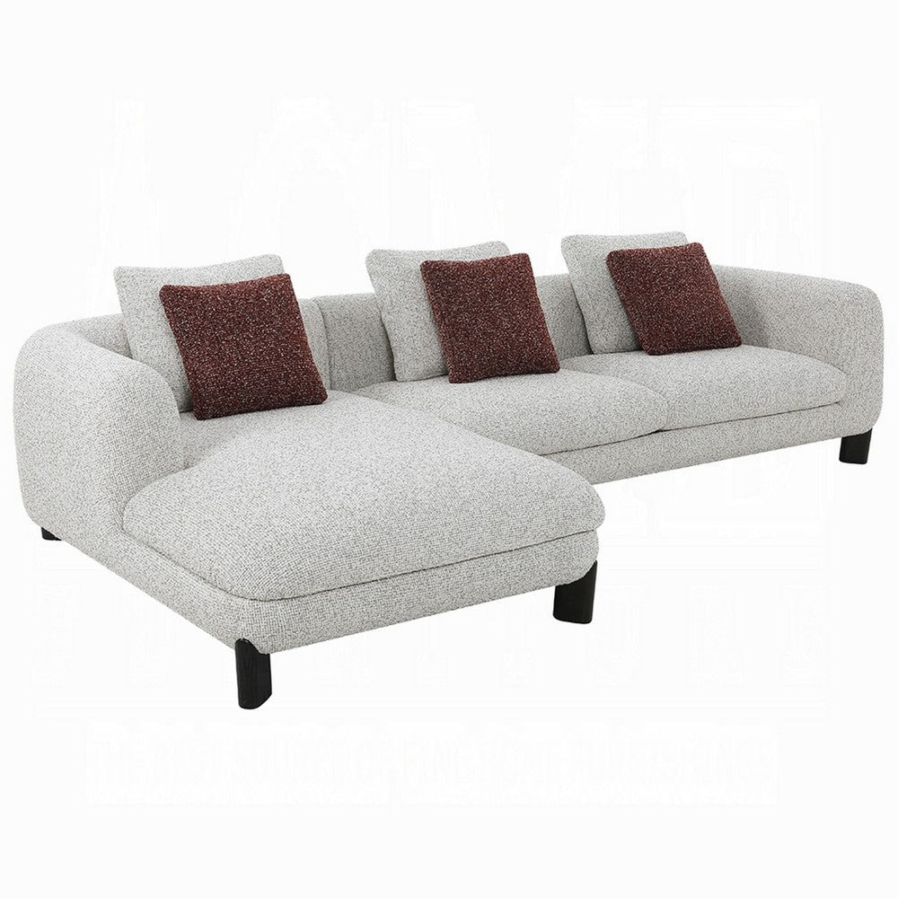 Meru Sectional Sofa | 3 Pillows | Maroon Beige Tweed Boucle | 120’’ BM334018