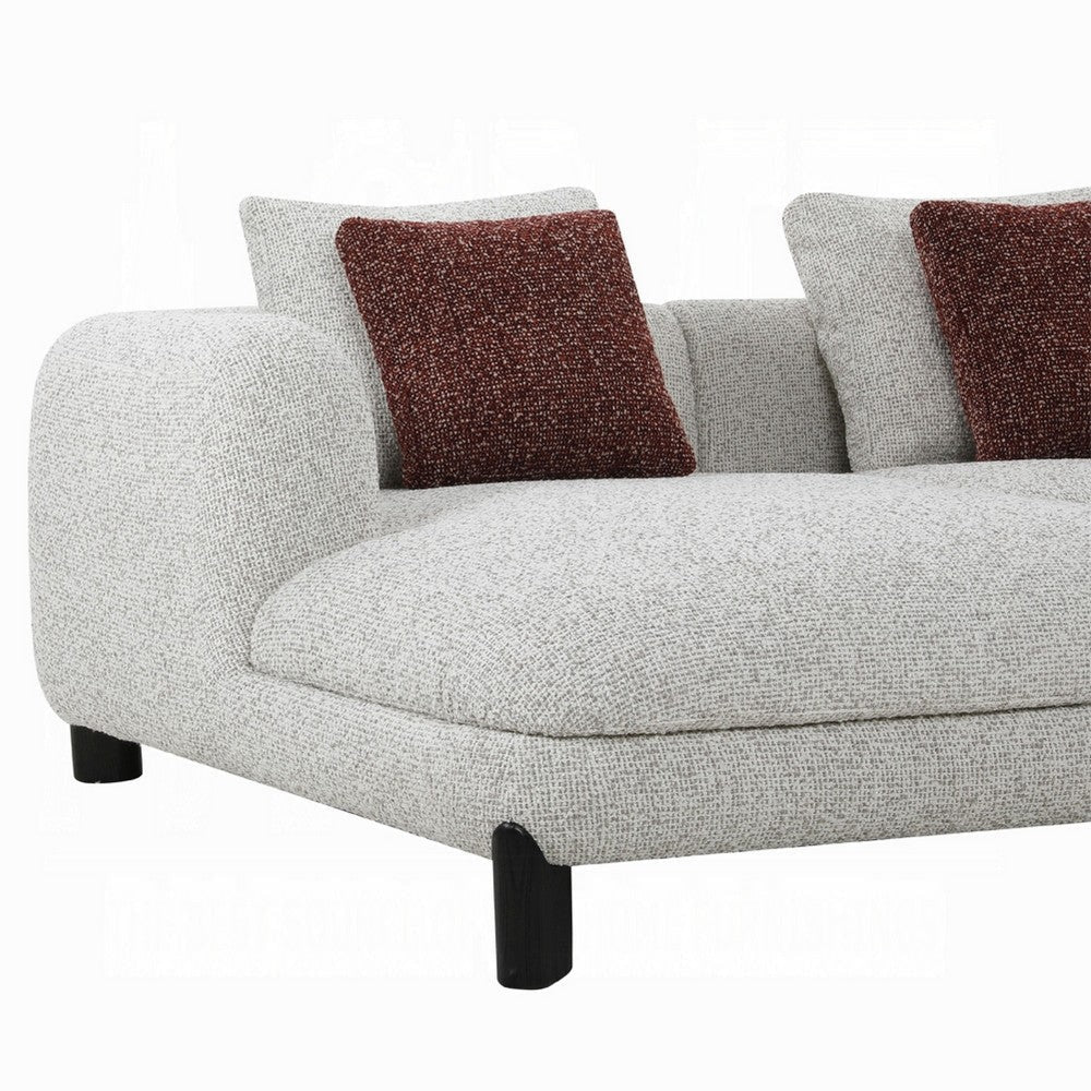 Meru Sectional Sofa | 3 Pillows | Maroon Beige Tweed Boucle | 120’’ BM334018